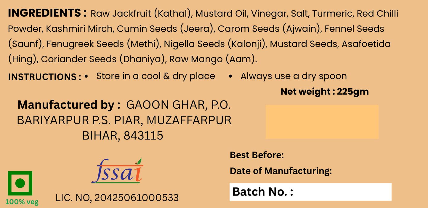 Jackfruit Pickle (Kathal Achar)